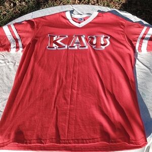 Kappa Alpha Psi Red Greek Lettered Shirt Stitched.